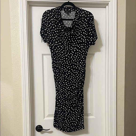 A Pea in the Pod Black and White Dotted Midi Dress - Picture 1 of 4